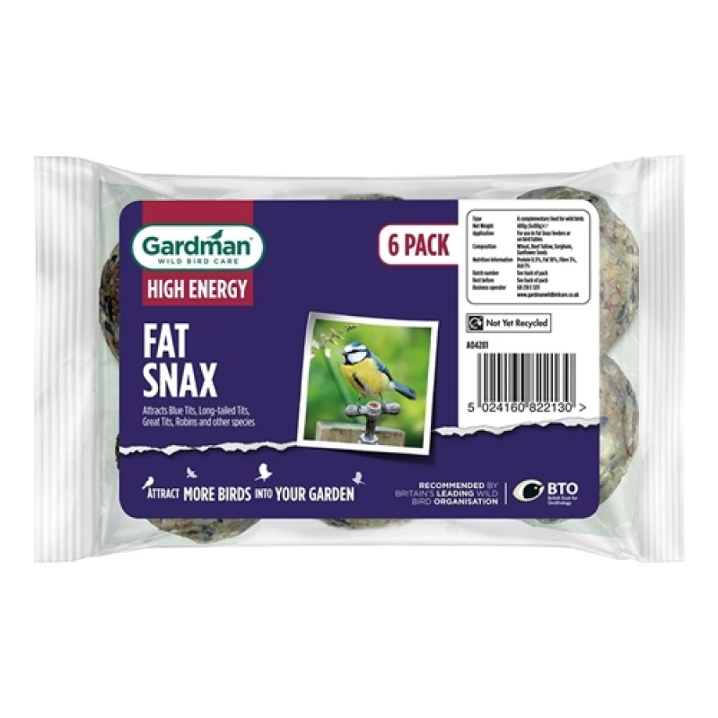 Image of Gardman Wild Bird High Energy Fat Snax Suet Balls - 6 Pack Natural unisex