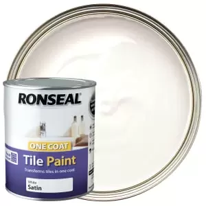 image of Ronseal One Coat Tile Paint - Satin White 750ml