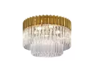 image of Ceiling Round 7 Light E14, Brass, Clear Glass, Item Weight: 15.3kg