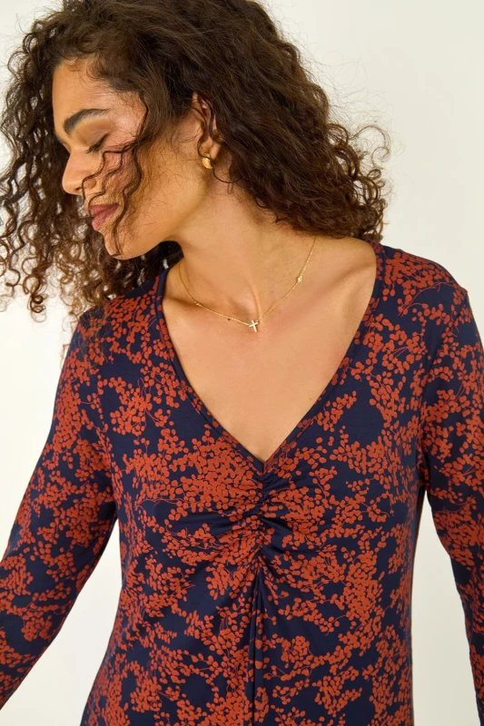 Image of Roman Ruched Front Top Brown female
