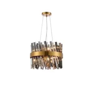Image of Lysander 10 Light G9, Ceiling Pendant Round, Brass, Smoke