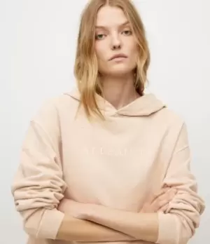 Image of AllSaints Womens Pippa Embroidered Hoodie, Natural Pink, Size: M