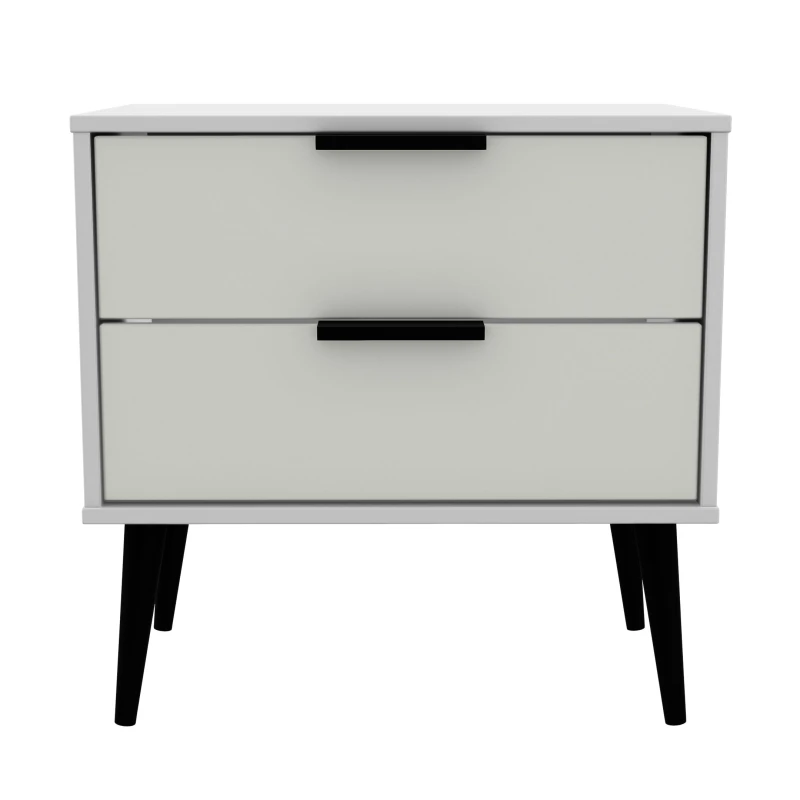 Image of Fuji 2 Drawer Side Table In Grey Matt & White (Ready Assembled)
