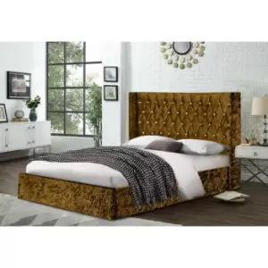 Image of Eniya Bed Double Crush Velvet Mustard