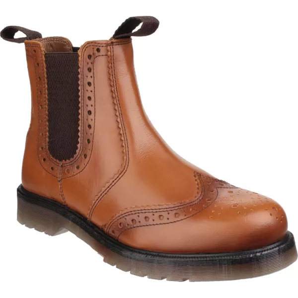 Image of Amblers Mens Dalby Pull On Brogue Boots Tan Size 14