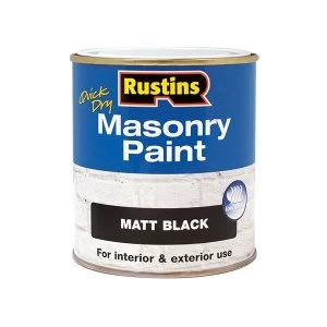 image of Rustins Quick Dry Masonry Paint Matt Black 250ml