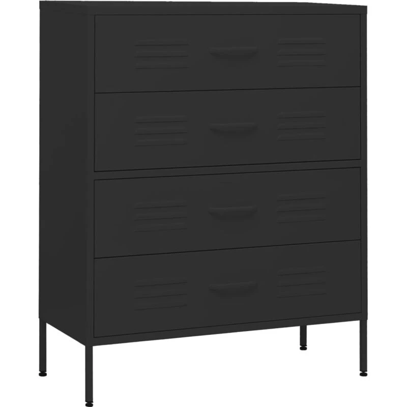 Image of VIDAXL Chest of Drawers Black 80x35x101.5cm Steel vidaXL 8720286565179
