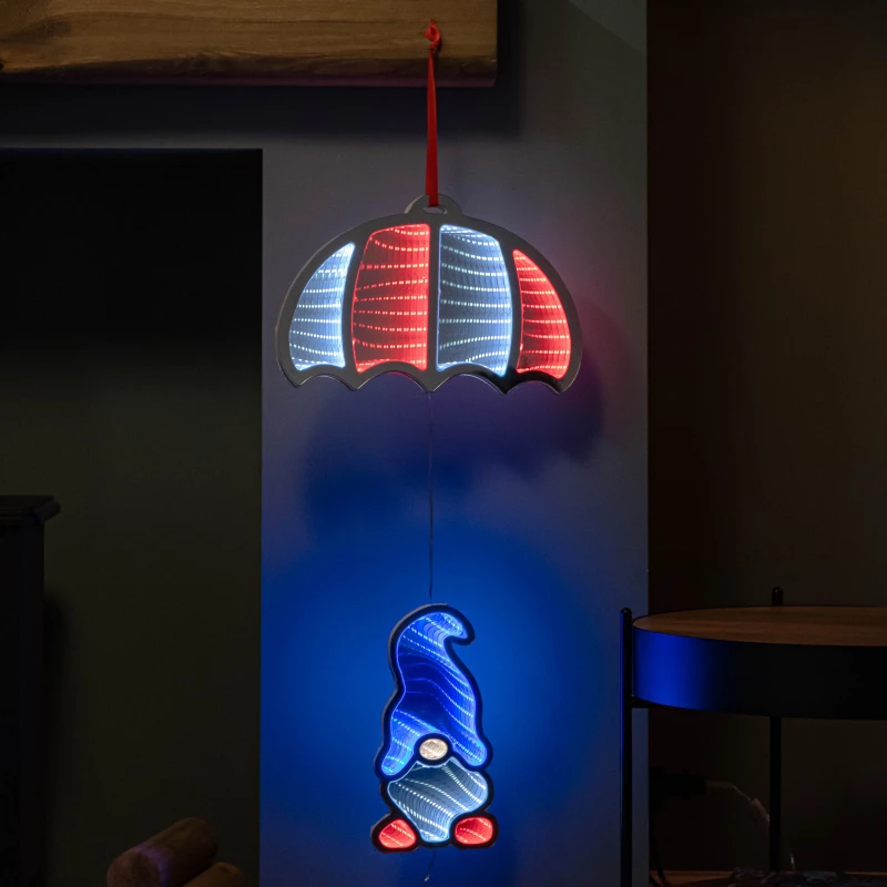 Image of 60cm Parachuting Christmas Infinity Gonk Hanging Decoration with Multi-Coloured LEDs