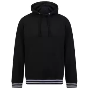 image of Front Row Unisex Adults Striped Cuff Hoodie (M) (Black/Heather Grey)