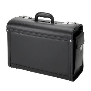 Image of Alassio Genova 45028 Multi Section Pilot Black Briefcase