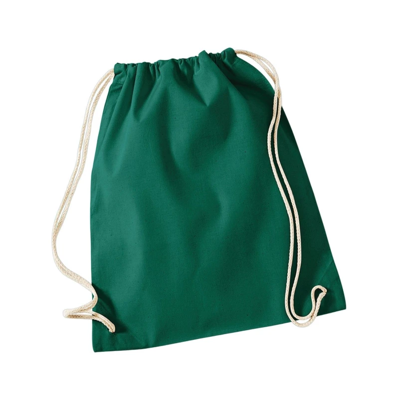 Image of Westford Mill Mens Cotton Drawstring Bag in Bottle Green Bottle Green Male
