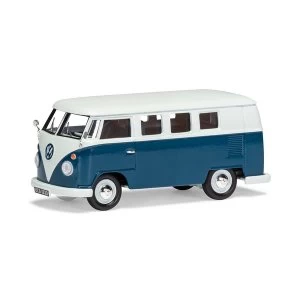Image of Volkswagen Type 2 Camper Sea Blue and Cumulus White 1:43 Corgi Vanguard Model