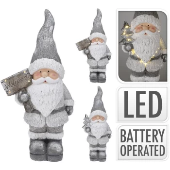 Image of The Spirit Of Christmas Spirit of Christmas Silver Santa - 30x21x70cm Asst