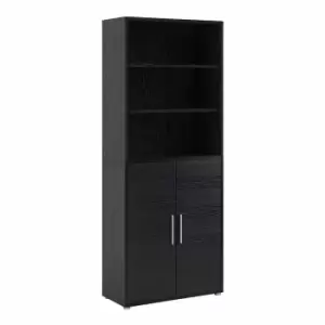 image of Prima Bookcase with 5 Shelves and 2 Doors, black