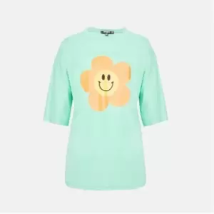 Missguided Plus Size Smiley Graphic Print T Shirt - Green