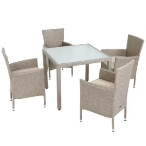 Image of 4 Seat Poly Rattan Garden Dining Set Bali Beige Stackable