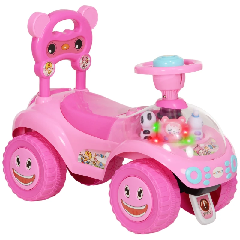 Image of AIYAPLAY Ride on Toy, Foot to Floor Design with Music, Light, Horn, Pink 370-360V00PK