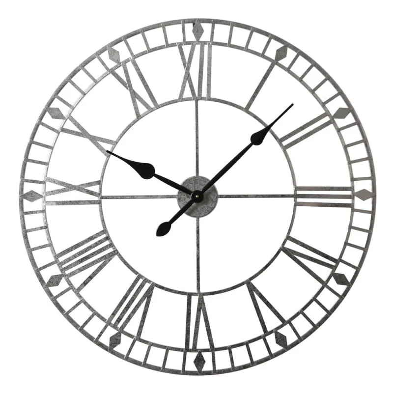 Image of Home Garden Direct EOS - Skeleton Wall Clock with Roman Numerals - 80x80cm in Silver Size: 80x80cm Silver Unisex 80x80 cm