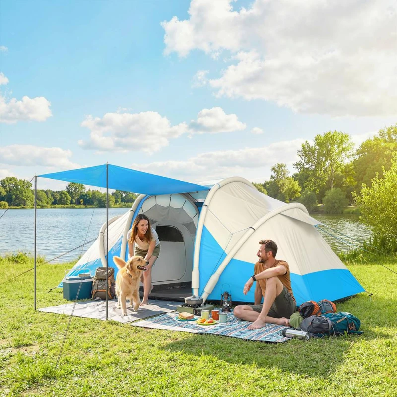 Image of OUTSUNNY Inflatable Tent 3000mm Waterproof for 4 Person in Blue Blue Unisex
