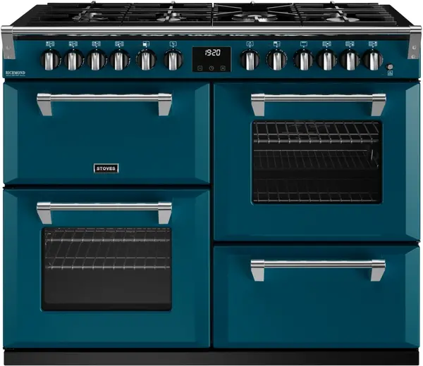 image of Stoves Richmond Deluxe ST DX RICH D1100DF KTE Dual Fuel Range Cooker - Kingfisher Teal - A Rated