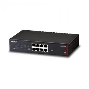 image of Buffalo BS-GS2008P network switch Managed L2/L3 Gigabit Ethernet (10/100/1000) Black Power over Ethernet (PoE)