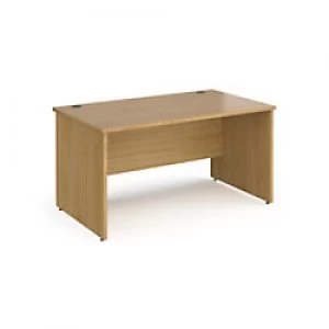 Image of Dams International Rectangular Straight Desk with Oak Coloured MFC Top and Silver Frame Panel Legs Contract 25 1400 x 800 x 725mm