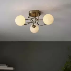 Image of Ensora Lighting Shay 3 Light Semi Flush Light Fitting Brass