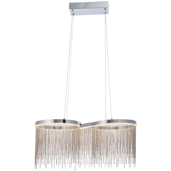 Image of Endon Collection Lighting - Endon Orphelia LED Pendant Light Fine Silver Chain Waterfall Effect Polished Chrome, Warm White