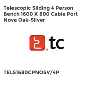 image of TC Group Telescopic Sliding 4 Person Bench 1600 x 800 Cable Port Nova Oak-Silver