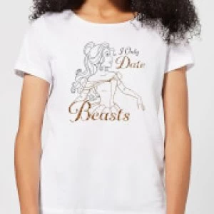 Image of Disney Beauty And The Beast Princess Belle I Only Date Beasts Womens T-Shirt - White - L