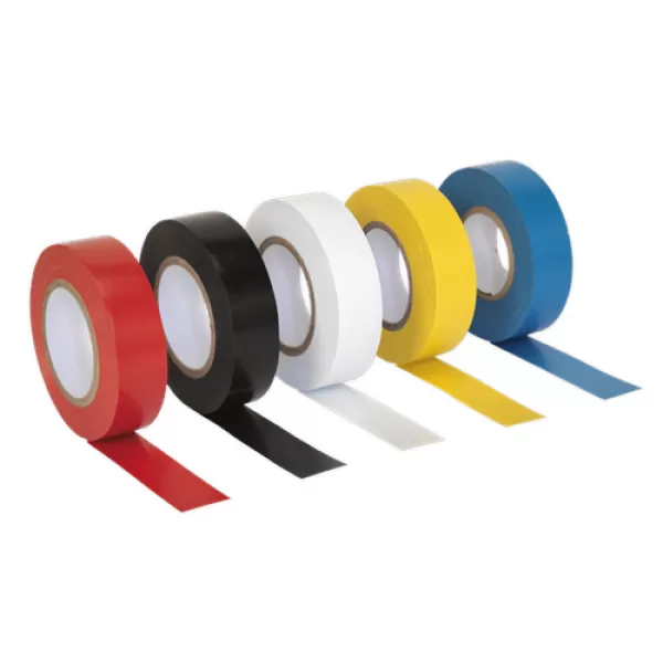 Image of Sealey ITMIX10 PVC Insulating Tape 19mm x 20mtr Mixed Colours Pack of 10