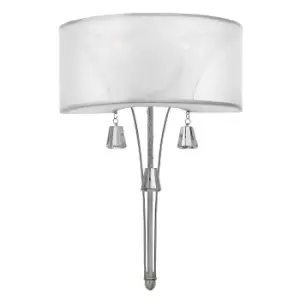 Image of Twin Wall Light Crystal Accents Double Translucent Shade Nickel LED E14 60W