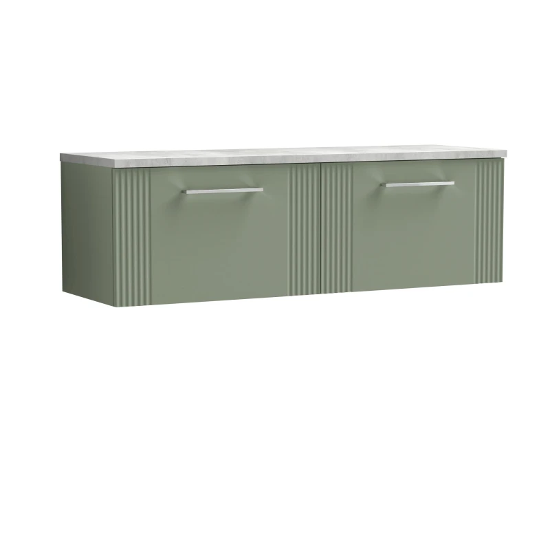 Image of Balterley 2 Drawer Wall Hung Vanity Unit Grey Laminate Worktop, Green 1200mm Green Unisex