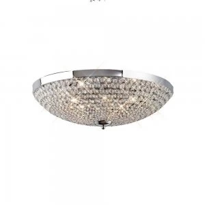 Image of Flush Ceiling 9 Light Polished Chrome, Crystal