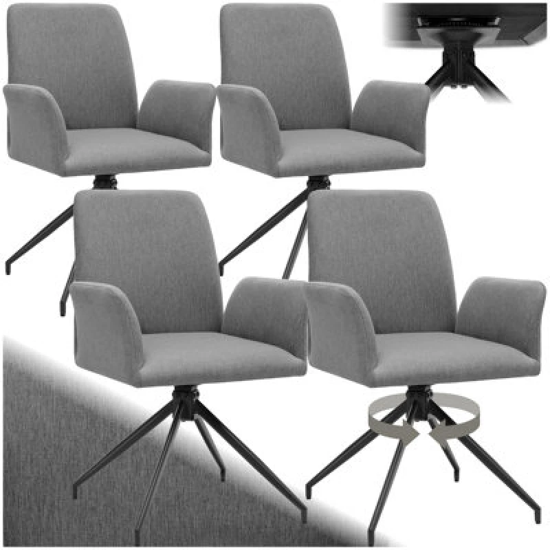 Image of Tectake Set Of 4 Swivel Chair Daya - Upholstered, Robust Fabric, 55.5 X 58 X 87cm - Anthracite