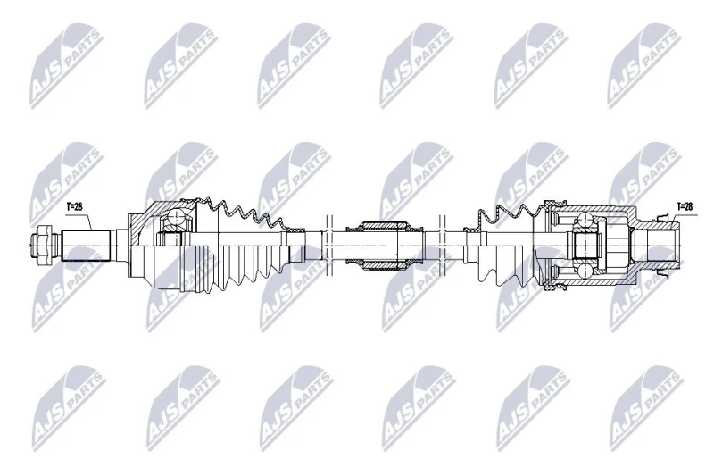 Image of NTY NPW-MZ-098 Drive shaft Manual Transmission, Front Axle Right Drive Shaft (13)