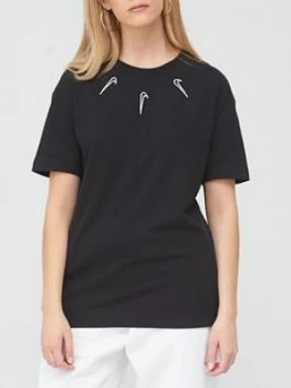 Image of Nike NSW Mini Swoosh 2 T-Shirt - Black Size M Women