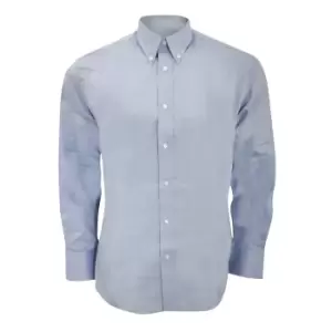 Image of Kustom Kit Mens Long Sleeve Tailored Fit Premium Oxford Shirt (14inch) (Light Blue)