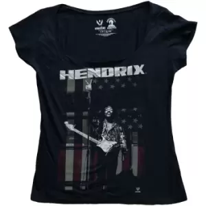 image of Jimi Hendrix - Peace Flag Ladies XX-Large T-Shirt - Black