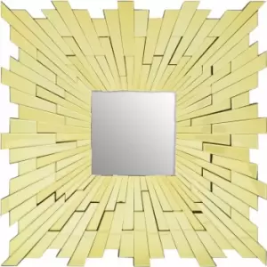 image of Premier Housewares - Wall Mirror Bathroom / Bedroom / Hallway Wall Mounted Mirrors With Matte Gold Finish / Minimalistic Square Mirrors For Living