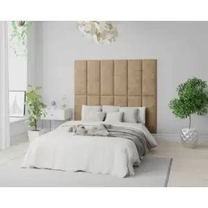 Image of EasyMount Wall Mounted Upholstered Panels, Modular diy Headboard in Firenze Velour Fabric, Champagne (Pack of 2) - Aspire
