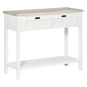 image of Homcom Console Table With Drawers And Shelf Sofa Table For Hallway Living Room White And Natural