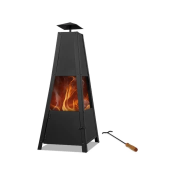 Image of Fireplace Pyramid Poker Smoke Vent Lockable Door Stable Stand Patio Stove Fire Basket - Gardebruk