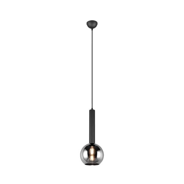 image of Clayton Modern Dome Pendant Ceiling Light Black Matt