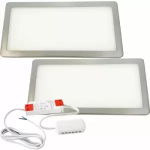 Image of 2x brushed nickel Ultra-Slim Rectangle Under Cabinet Kitchen Light & Driver Kit - Natural White Diffused led