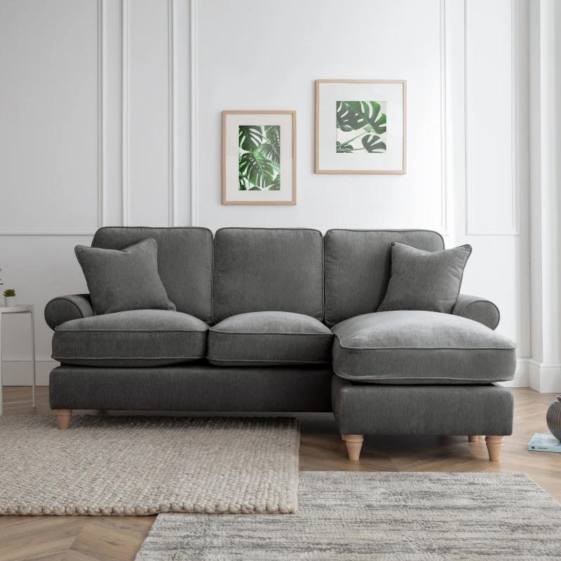 Image of The Great Sofa Company Ezra Right Hand Chaise Sofa Manhattan Charcoal Charcoal Unisex