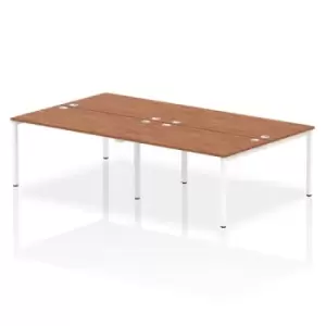 image of Impulse Bench B2B 4 Person 1400 White Frame Office Bench Desk Walnut