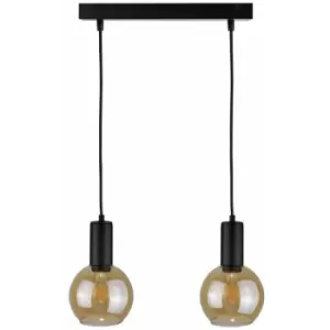 image of Keter Jantar Bar Pendant Ceiling Light Black, 50cm, 2x E27