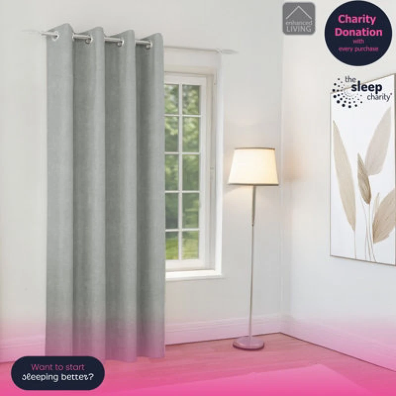 Image of Knightsbridge Thermal Chenille Blackout Ready Made Eyelet Door Curtain 66 x 84 Grey