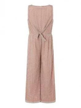 image of Monsoon Girls Rose Gold Shimmer Pleated Jumpsuit - Pink